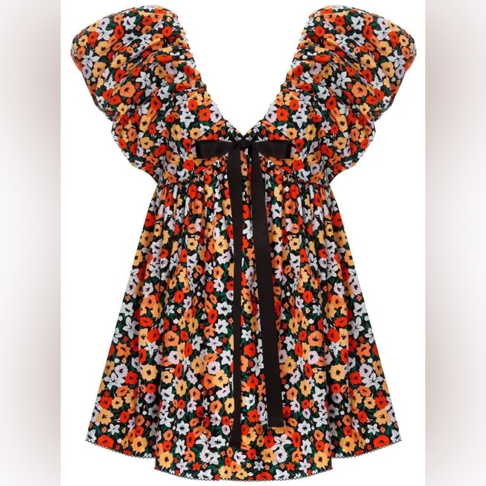 AGUA by AGUA BENDITA La Fania Horizonte Floral Cotton Mini Dress Size XS